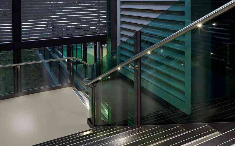 Stainless steel rail with integral led lighting